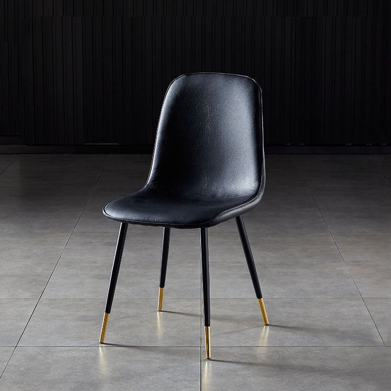 Nordic Style Metal Dining Chairs Solid Back Dining Side Armless Chairs for Kitchen Black 1 Piece Black Gold Clearhalo ' kitchen&dining_furn' 'Dining Chairs' 'Dining Tables & Seating' 'dining_chair' 'furn' 'furn_dining_chair' 'Furniture' 'furniture_dining_chair' 'Kitchen & Dining Furniture' 'kitchen' 4207075