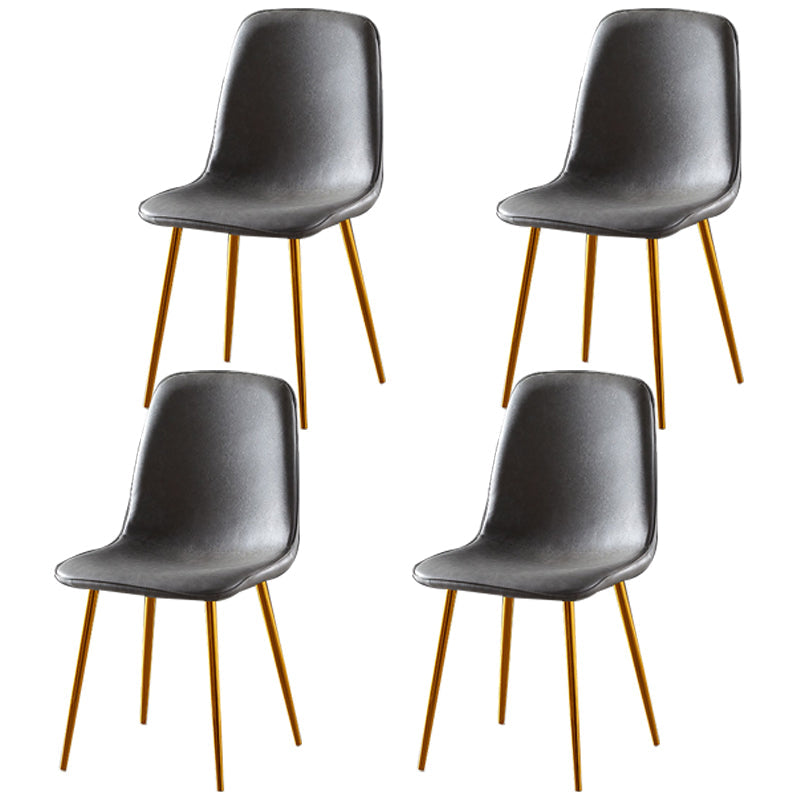 Nordic Style Metal Dining Chairs Solid Back Dining Side Armless Chairs for Kitchen Grey 4 Piece Set Brass Gold Clearhalo ' kitchen&dining_furn' 'Dining Chairs' 'Dining Tables & Seating' 'dining_chair' 'furn' 'furn_dining_chair' 'Furniture' 'furniture_dining_chair' 'Kitchen & Dining Furniture' 'kitchen' 4207077