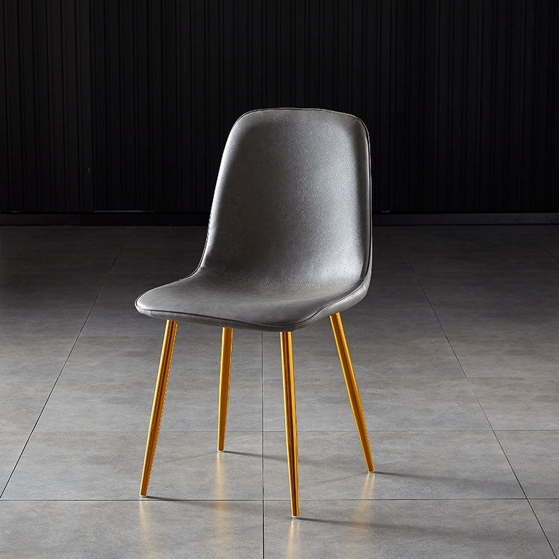 Nordic Style Metal Dining Chairs Solid Back Dining Side Armless Chairs for Kitchen Grey 1 Piece Brass Gold Clearhalo ' kitchen&dining_furn' 'Dining Chairs' 'Dining Tables & Seating' 'dining_chair' 'furn' 'furn_dining_chair' 'Furniture' 'furniture_dining_chair' 'Kitchen & Dining Furniture' 'kitchen' 4207078