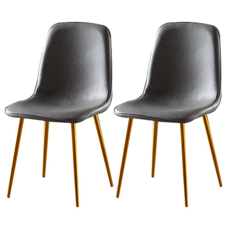 Nordic Style Metal Dining Chairs Solid Back Dining Side Armless Chairs for Kitchen Grey 2 Piece Set Brass Gold Clearhalo ' kitchen&dining_furn' 'Dining Chairs' 'Dining Tables & Seating' 'dining_chair' 'furn' 'furn_dining_chair' 'Furniture' 'furniture_dining_chair' 'Kitchen & Dining Furniture' 'kitchen' 4207079