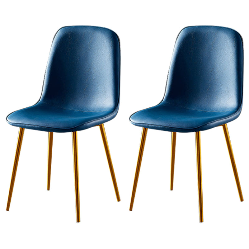 Nordic Style Metal Dining Chairs Solid Back Dining Side Armless Chairs for Kitchen Blue 2 Piece Set Brass Gold Clearhalo ' kitchen&dining_furn' 'Dining Chairs' 'Dining Tables & Seating' 'dining_chair' 'furn' 'furn_dining_chair' 'Furniture' 'furniture_dining_chair' 'Kitchen & Dining Furniture' 'kitchen' 4207082