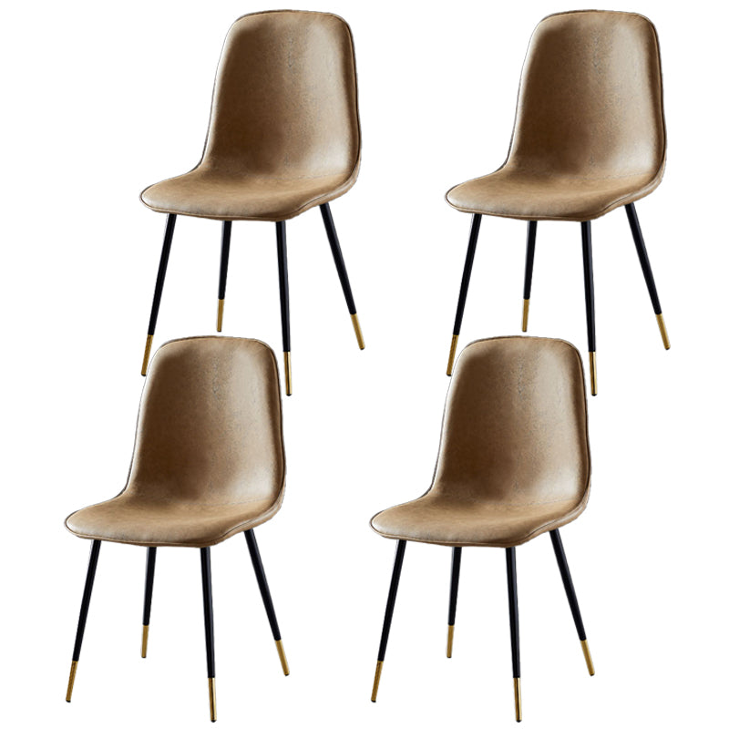 Nordic Style Metal Dining Chairs Solid Back Dining Side Armless Chairs for Kitchen Camel 4 Piece Set Black Gold Clearhalo ' kitchen&dining_furn' 'Dining Chairs' 'Dining Tables & Seating' 'dining_chair' 'furn' 'furn_dining_chair' 'Furniture' 'furniture_dining_chair' 'Kitchen & Dining Furniture' 'kitchen' 4207083