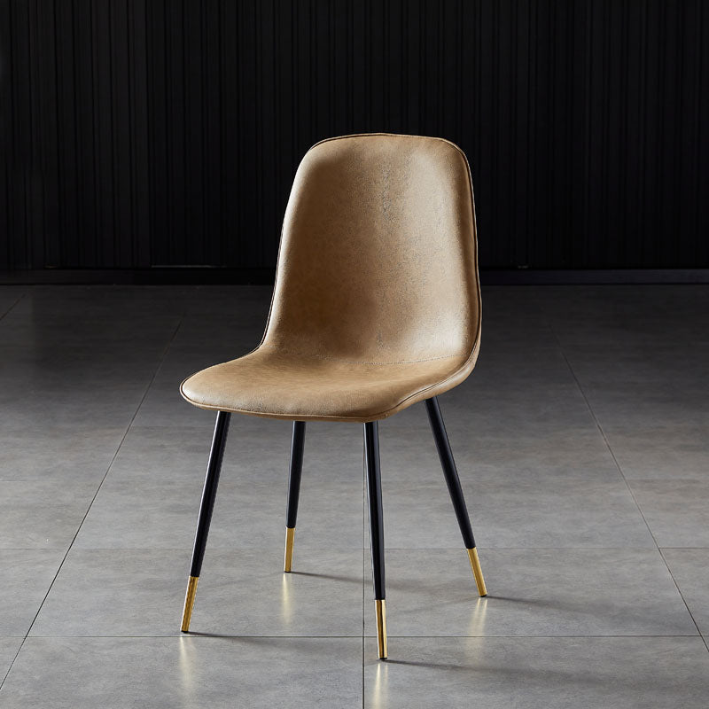 Nordic Style Metal Dining Chairs Solid Back Dining Side Armless Chairs for Kitchen Camel 1 Piece Black Gold Clearhalo ' kitchen&dining_furn' 'Dining Chairs' 'Dining Tables & Seating' 'dining_chair' 'furn' 'furn_dining_chair' 'Furniture' 'furniture_dining_chair' 'Kitchen & Dining Furniture' 'kitchen' 4207084