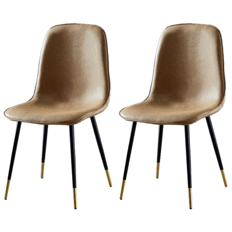 Nordic Style Metal Dining Chairs Solid Back Dining Side Armless Chairs for Kitchen Camel 2 Piece Set Black Gold Clearhalo ' kitchen&dining_furn' 'Dining Chairs' 'Dining Tables & Seating' 'dining_chair' 'furn' 'furn_dining_chair' 'Furniture' 'furniture_dining_chair' 'Kitchen & Dining Furniture' 'kitchen' 4207085