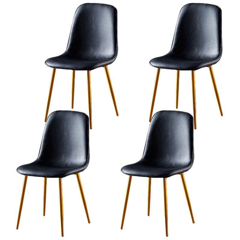 Nordic Style Metal Dining Chairs Solid Back Dining Side Armless Chairs for Kitchen Black 4 Piece Set Brass Gold Clearhalo ' kitchen&dining_furn' 'Dining Chairs' 'Dining Tables & Seating' 'dining_chair' 'furn' 'furn_dining_chair' 'Furniture' 'furniture_dining_chair' 'Kitchen & Dining Furniture' 'kitchen' 4207086