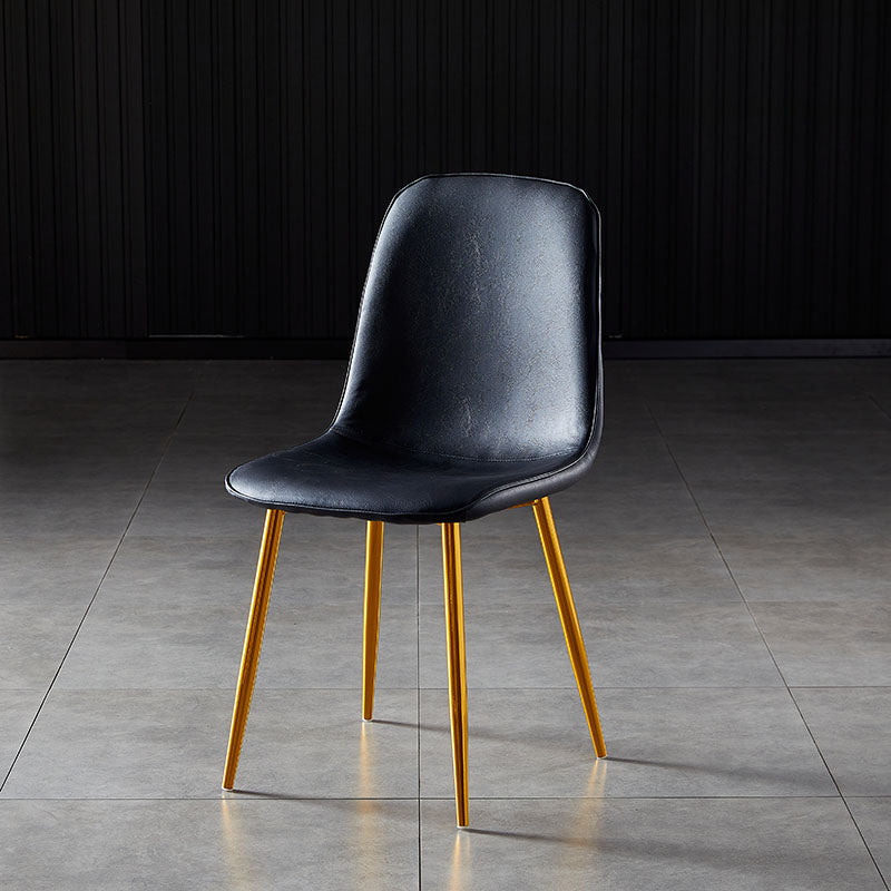 Nordic Style Metal Dining Chairs Solid Back Dining Side Armless Chairs for Kitchen Black 1 Piece Brass Gold Clearhalo ' kitchen&dining_furn' 'Dining Chairs' 'Dining Tables & Seating' 'dining_chair' 'furn' 'furn_dining_chair' 'Furniture' 'furniture_dining_chair' 'Kitchen & Dining Furniture' 'kitchen' 4207087