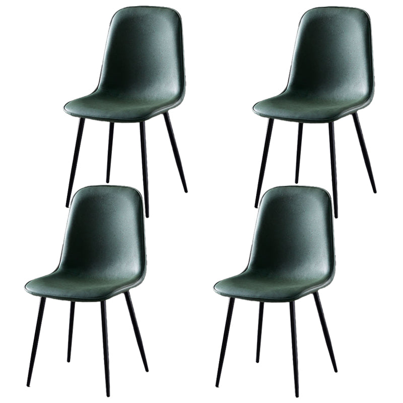 Nordic Style Metal Dining Chairs Solid Back Dining Side Armless Chairs for Kitchen Green 4 Piece Set Black Clearhalo ' kitchen&dining_furn' 'Dining Chairs' 'Dining Tables & Seating' 'dining_chair' 'furn' 'furn_dining_chair' 'Furniture' 'furniture_dining_chair' 'Kitchen & Dining Furniture' 'kitchen' 4207089