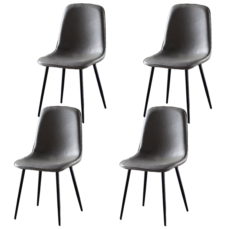 Nordic Style Metal Dining Chairs Solid Back Dining Side Armless Chairs for Kitchen Grey 4 Piece Set Black Clearhalo ' kitchen&dining_furn' 'Dining Chairs' 'Dining Tables & Seating' 'dining_chair' 'furn' 'furn_dining_chair' 'Furniture' 'furniture_dining_chair' 'Kitchen & Dining Furniture' 'kitchen' 4207092