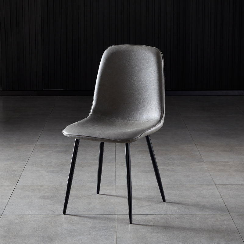 Nordic Style Metal Dining Chairs Solid Back Dining Side Armless Chairs for Kitchen Grey 1 Piece Black Clearhalo ' kitchen&dining_furn' 'Dining Chairs' 'Dining Tables & Seating' 'dining_chair' 'furn' 'furn_dining_chair' 'Furniture' 'furniture_dining_chair' 'Kitchen & Dining Furniture' 'kitchen' 4207093