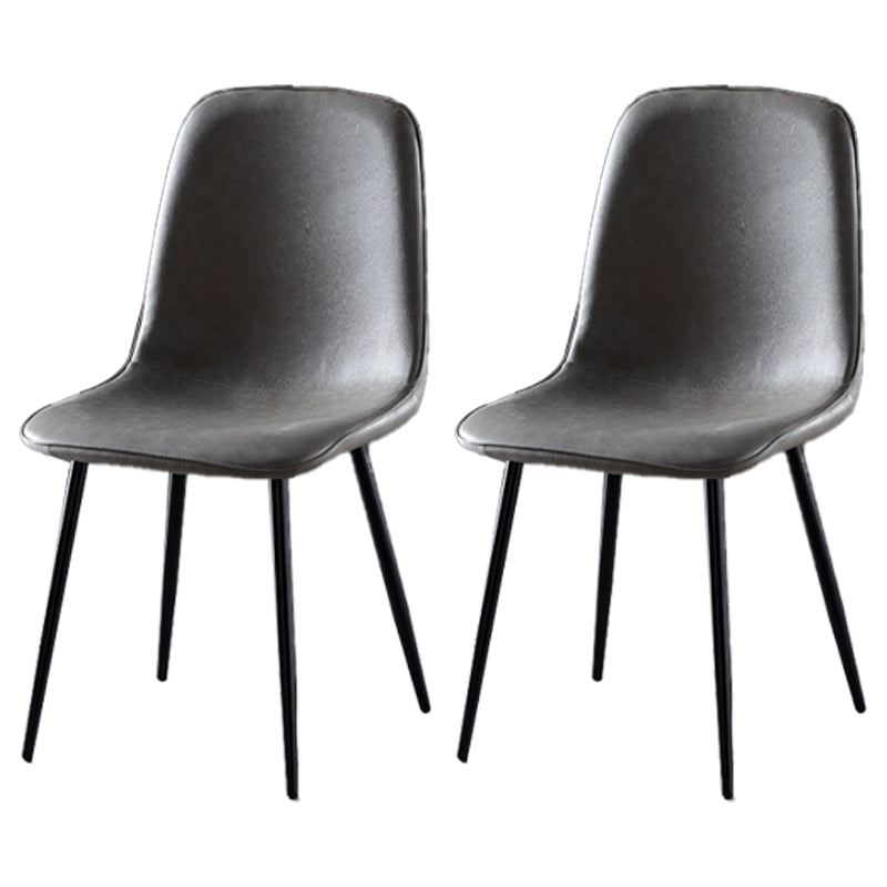 Nordic Style Metal Dining Chairs Solid Back Dining Side Armless Chairs for Kitchen Grey 2 Piece Set Black Clearhalo ' kitchen&dining_furn' 'Dining Chairs' 'Dining Tables & Seating' 'dining_chair' 'furn' 'furn_dining_chair' 'Furniture' 'furniture_dining_chair' 'Kitchen & Dining Furniture' 'kitchen' 4207094