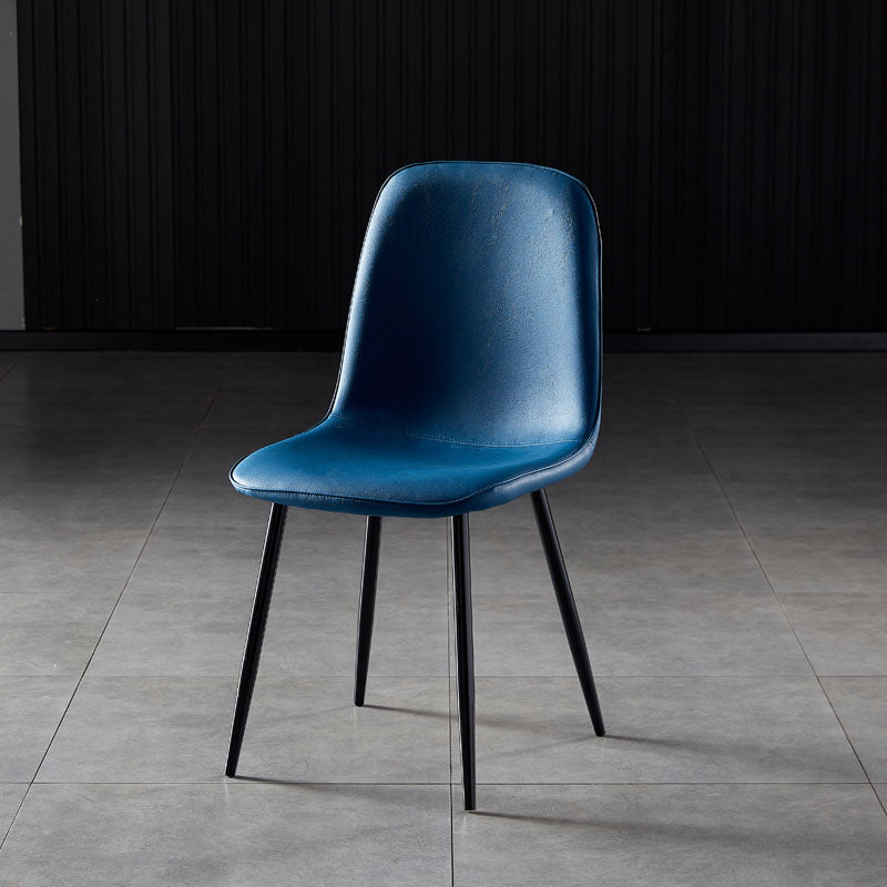 Nordic Style Metal Dining Chairs Solid Back Dining Side Armless Chairs for Kitchen Blue 1 Piece Black Clearhalo ' kitchen&dining_furn' 'Dining Chairs' 'Dining Tables & Seating' 'dining_chair' 'furn' 'furn_dining_chair' 'Furniture' 'furniture_dining_chair' 'Kitchen & Dining Furniture' 'kitchen' 4207096
