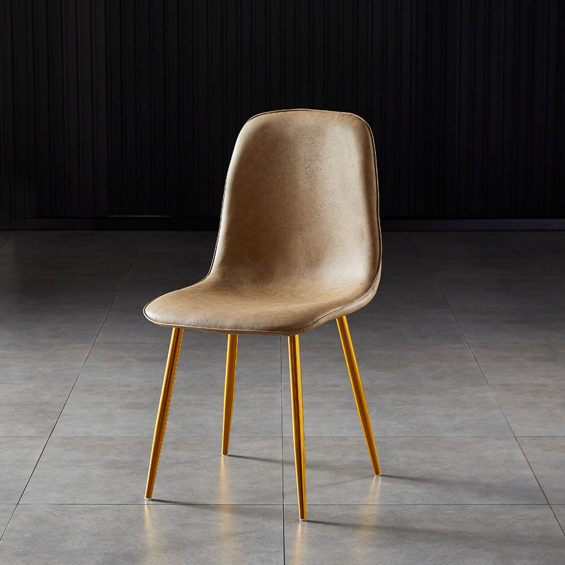 Nordic Style Metal Dining Chairs Solid Back Dining Side Armless Chairs for Kitchen Camel 1 Piece Brass Gold Clearhalo ' kitchen&dining_furn' 'Dining Chairs' 'Dining Tables & Seating' 'dining_chair' 'furn' 'furn_dining_chair' 'Furniture' 'furniture_dining_chair' 'Kitchen & Dining Furniture' 'kitchen' 4207099