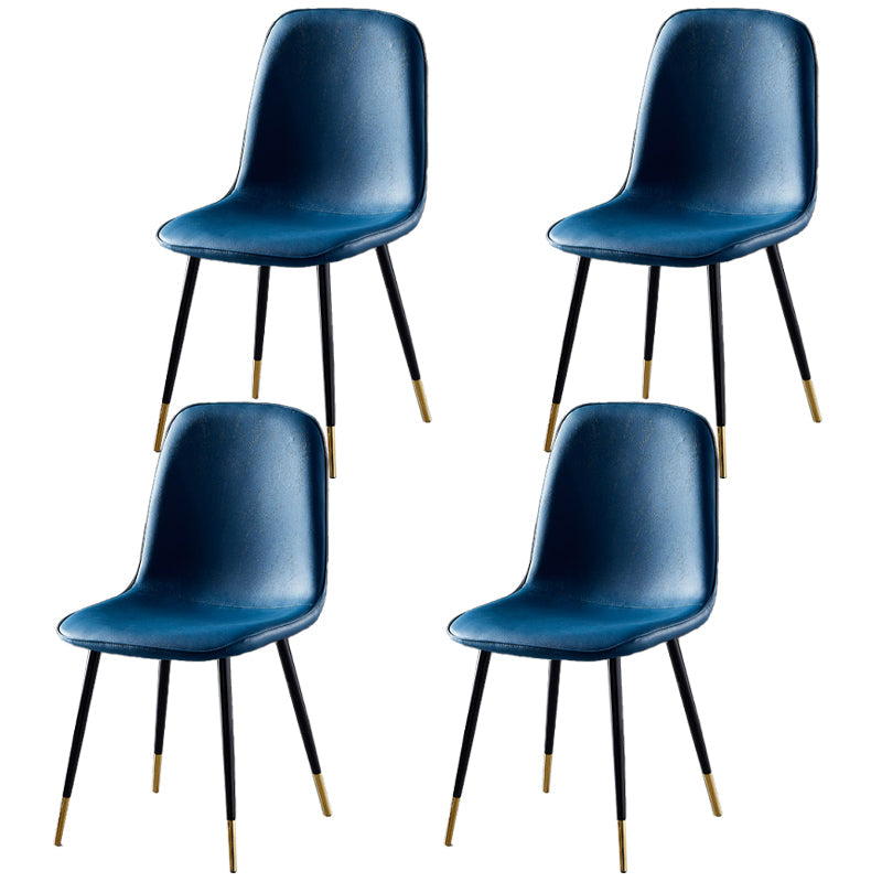 Nordic Style Metal Dining Chairs Solid Back Dining Side Armless Chairs for Kitchen Blue 4 Piece Set Black Gold Clearhalo ' kitchen&dining_furn' 'Dining Chairs' 'Dining Tables & Seating' 'dining_chair' 'furn' 'furn_dining_chair' 'Furniture' 'furniture_dining_chair' 'Kitchen & Dining Furniture' 'kitchen' 4207101