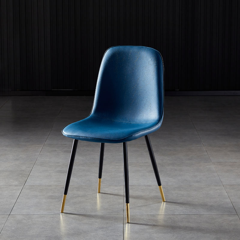 Nordic Style Metal Dining Chairs Solid Back Dining Side Armless Chairs for Kitchen Blue 1 Piece Black Gold Clearhalo ' kitchen&dining_furn' 'Dining Chairs' 'Dining Tables & Seating' 'dining_chair' 'furn' 'furn_dining_chair' 'Furniture' 'furniture_dining_chair' 'Kitchen & Dining Furniture' 'kitchen' 4207102