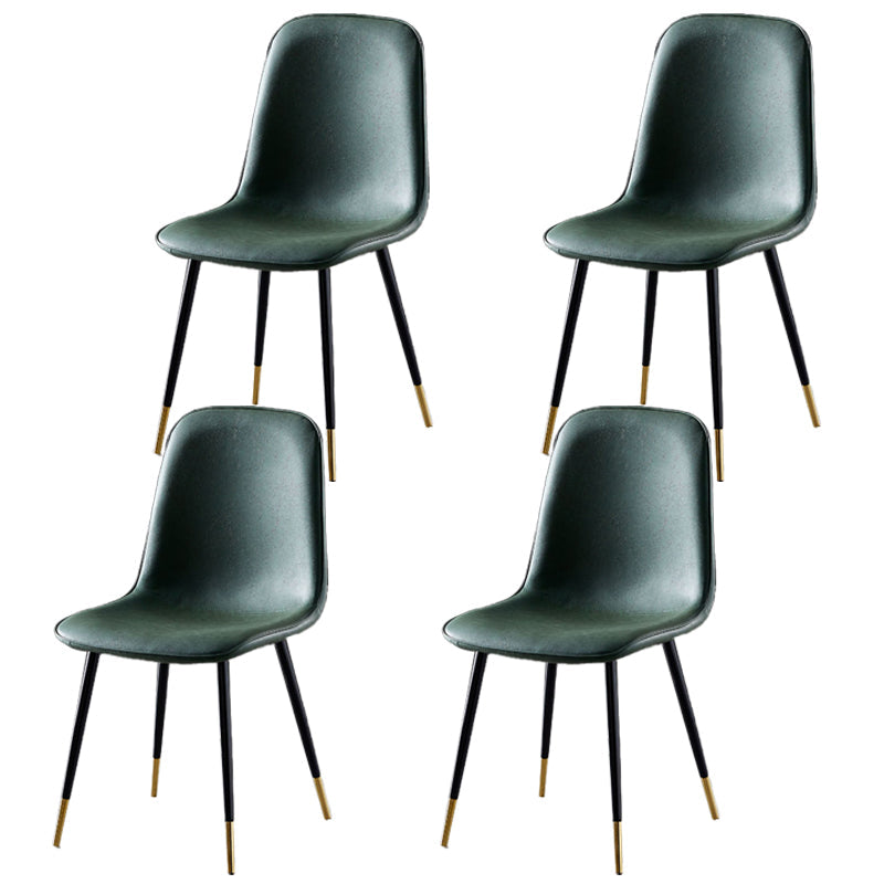 Nordic Style Metal Dining Chairs Solid Back Dining Side Armless Chairs for Kitchen Green 4 Piece Set Black Gold Clearhalo ' kitchen&dining_furn' 'Dining Chairs' 'Dining Tables & Seating' 'dining_chair' 'furn' 'furn_dining_chair' 'Furniture' 'furniture_dining_chair' 'Kitchen & Dining Furniture' 'kitchen' 4207104
