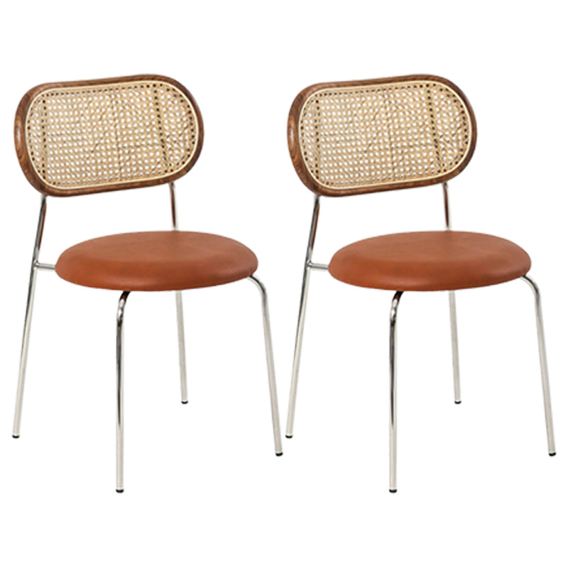 Contemporary Style Metal Chairs Sets Dining Room Open Back Side Chairs Camel 2 Piece Set Clearhalo ' kitchen&dining_furn' 'Dining Chairs' 'Dining Tables & Seating' 'dining_chair' 'furn' 'furn_dining_chair' 'Furniture' 'furniture_dining_chair' 'Kitchen & Dining Furniture' 'kitchen' 4207112