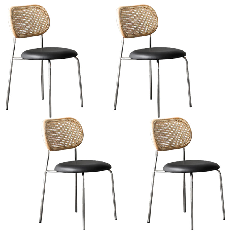 Contemporary Style Metal Chairs Sets Dining Room Open Back Side Chairs Black 4 Piece Set Clearhalo ' kitchen&dining_furn' 'Dining Chairs' 'Dining Tables & Seating' 'dining_chair' 'furn' 'furn_dining_chair' 'Furniture' 'furniture_dining_chair' 'Kitchen & Dining Furniture' 'kitchen' 4207114
