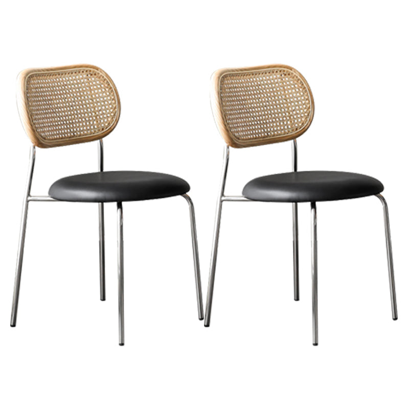 Contemporary Style Metal Chairs Sets Dining Room Open Back Side Chairs Black 2 Piece Set Clearhalo ' kitchen&dining_furn' 'Dining Chairs' 'Dining Tables & Seating' 'dining_chair' 'furn' 'furn_dining_chair' 'Furniture' 'furniture_dining_chair' 'Kitchen & Dining Furniture' 'kitchen' 4207118