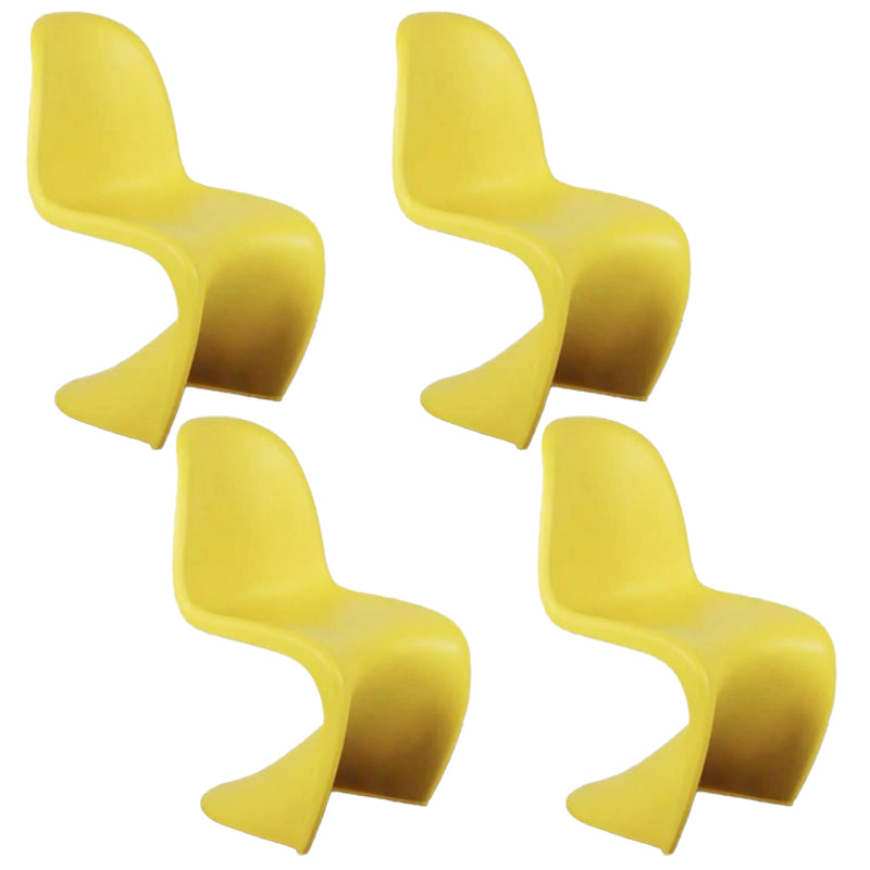 Scandinavian Style Plastic Dining Armless Chair Solid Back Chair for Home Yellow Set of 4 Clearhalo ' kitchen&dining_furn' 'Dining Chairs' 'Dining Tables & Seating' 'dining_chair' 'Furniture' 'furniture_dining_chair' 'Kitchen & Dining Furniture' 'kitchen' 4207163