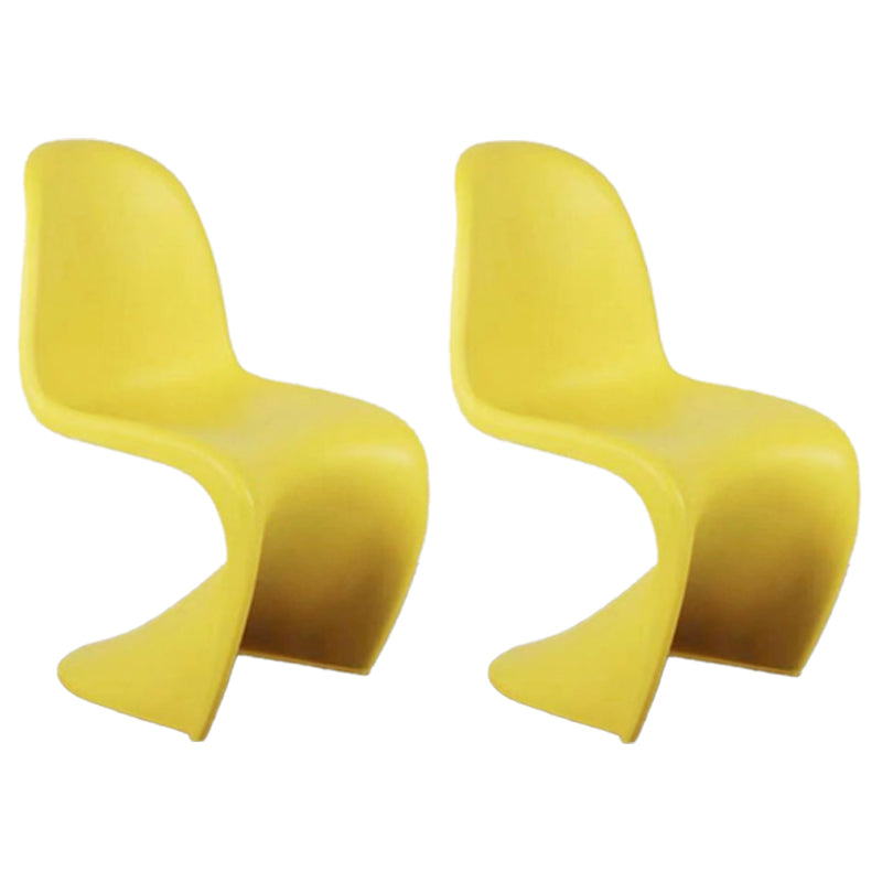 Scandinavian Style Plastic Dining Armless Chair Solid Back Chair for Home Yellow Set of 2 Clearhalo ' kitchen&dining_furn' 'Dining Chairs' 'Dining Tables & Seating' 'dining_chair' 'Furniture' 'furniture_dining_chair' 'Kitchen & Dining Furniture' 'kitchen' 4207167