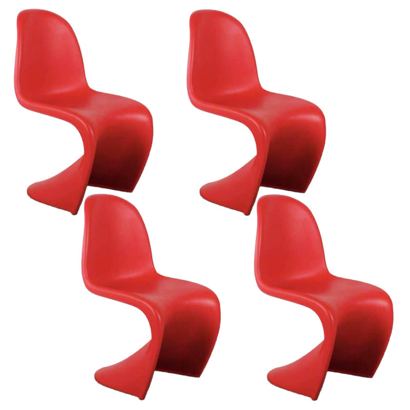 Scandinavian Style Plastic Dining Armless Chair Solid Back Chair for Home Red Set of 4 Clearhalo ' kitchen&dining_furn' 'Dining Chairs' 'Dining Tables & Seating' 'dining_chair' 'Furniture' 'furniture_dining_chair' 'Kitchen & Dining Furniture' 'kitchen' 4207174