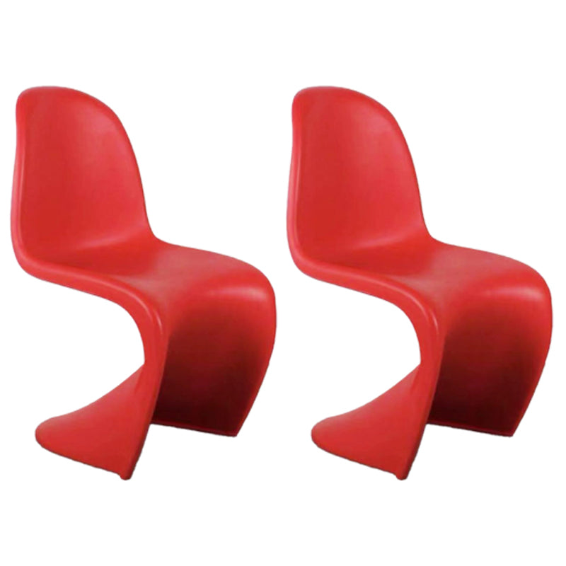 Scandinavian Style Plastic Dining Armless Chair Solid Back Chair for Home Red Set of 2 Clearhalo ' kitchen&dining_furn' 'Dining Chairs' 'Dining Tables & Seating' 'dining_chair' 'Furniture' 'furniture_dining_chair' 'Kitchen & Dining Furniture' 'kitchen' 4207176