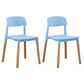 Home Plastic Armless Dining Chair Open Back Dining Side Chairs with Wood Legs Blue 2 Piece Set Clearhalo ' kitchen&dining_furn' 'Dining Chairs' 'Dining Tables & Seating' 'dining_chair' 'furn' 'furn_dining_chair' 'Furniture' 'furniture_dining_chair' 'Kitchen & Dining Furniture' 'kitchen' 4207187