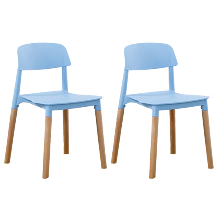 Home Plastic Armless Dining Chair Open Back Dining Side Chairs with Wood Legs Blue 2 Piece Set Clearhalo ' kitchen&dining_furn' 'Dining Chairs' 'Dining Tables & Seating' 'dining_chair' 'furn' 'furn_dining_chair' 'Furniture' 'furniture_dining_chair' 'Kitchen & Dining Furniture' 'kitchen' 4207187