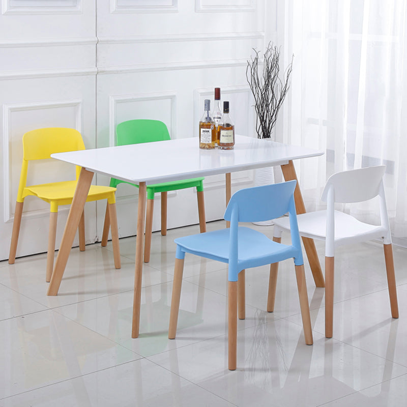 Home Plastic Armless Dining Chair Open Back Dining Side Chairs with Wood Legs Clearhalo ' kitchen&dining_furn' 'Dining Chairs' 'Dining Tables & Seating' 'dining_chair' 'furn' 'furn_dining_chair' 'Furniture' 'furniture_dining_chair' 'Kitchen & Dining Furniture' 'kitchen' 4207188