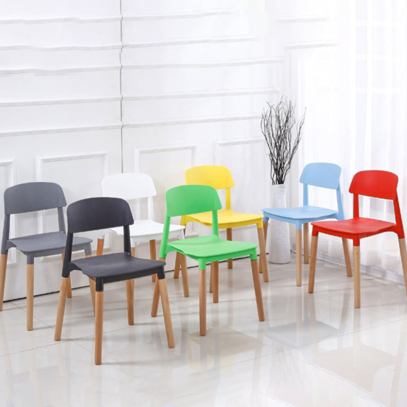 Home Plastic Armless Dining Chair Open Back Dining Side Chairs with Wood Legs Clearhalo ' kitchen&dining_furn' 'Dining Chairs' 'Dining Tables & Seating' 'dining_chair' 'furn' 'furn_dining_chair' 'Furniture' 'furniture_dining_chair' 'Kitchen & Dining Furniture' 'kitchen' 4207189