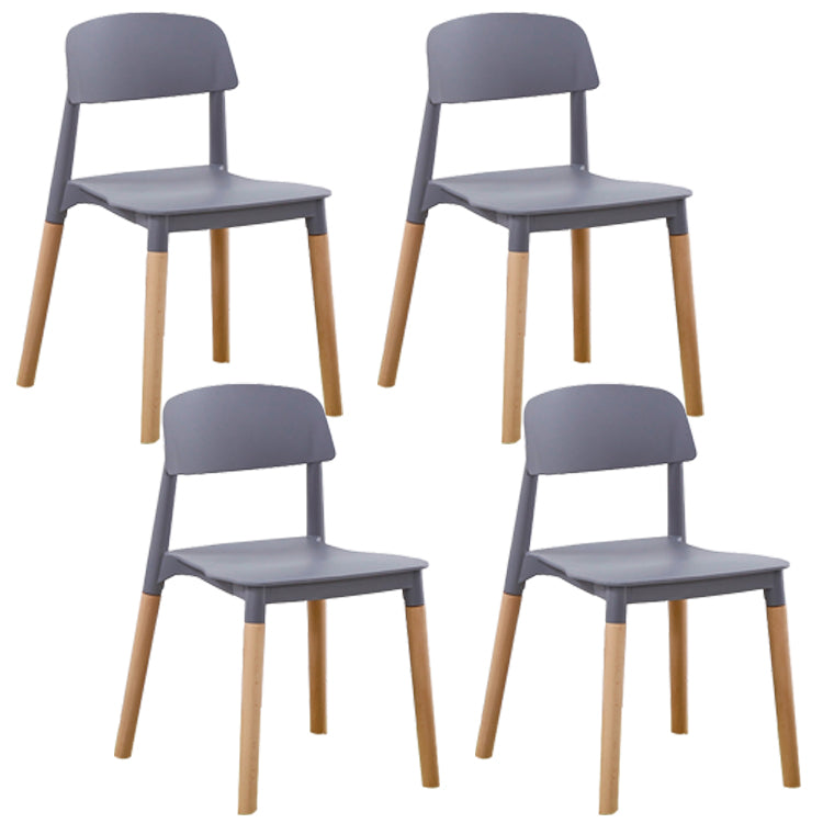 Home Plastic Armless Dining Chair Open Back Dining Side Chairs with Wood Legs Grey 4 Piece Set Clearhalo ' kitchen&dining_furn' 'Dining Chairs' 'Dining Tables & Seating' 'dining_chair' 'furn' 'furn_dining_chair' 'Furniture' 'furniture_dining_chair' 'Kitchen & Dining Furniture' 'kitchen' 4207190