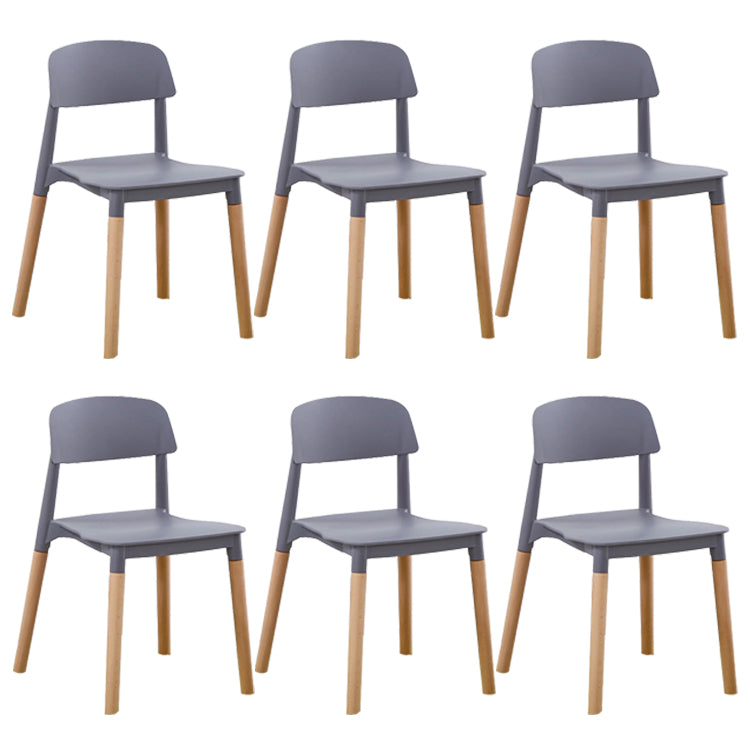 Home Plastic Armless Dining Chair Open Back Dining Side Chairs with Wood Legs Grey 6 Piece Set Clearhalo ' kitchen&dining_furn' 'Dining Chairs' 'Dining Tables & Seating' 'dining_chair' 'furn' 'furn_dining_chair' 'Furniture' 'furniture_dining_chair' 'Kitchen & Dining Furniture' 'kitchen' 4207192