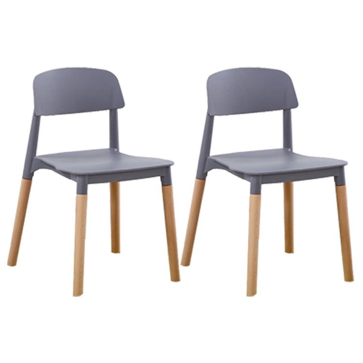 Home Plastic Armless Dining Chair Open Back Dining Side Chairs with Wood Legs Grey 2 Piece Set Clearhalo ' kitchen&dining_furn' 'Dining Chairs' 'Dining Tables & Seating' 'dining_chair' 'furn' 'furn_dining_chair' 'Furniture' 'furniture_dining_chair' 'Kitchen & Dining Furniture' 'kitchen' 4207194