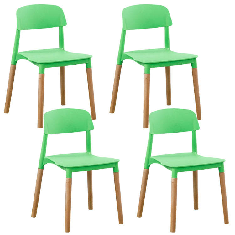 Home Plastic Armless Dining Chair Open Back Dining Side Chairs with Wood Legs Green 4 Piece Set Clearhalo ' kitchen&dining_furn' 'Dining Chairs' 'Dining Tables & Seating' 'dining_chair' 'furn' 'furn_dining_chair' 'Furniture' 'furniture_dining_chair' 'Kitchen & Dining Furniture' 'kitchen' 4207201