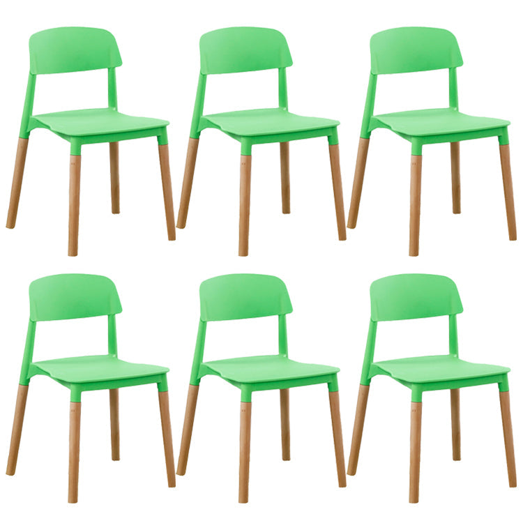 Home Plastic Armless Dining Chair Open Back Dining Side Chairs with Wood Legs Green 6 Piece Set Clearhalo ' kitchen&dining_furn' 'Dining Chairs' 'Dining Tables & Seating' 'dining_chair' 'furn' 'furn_dining_chair' 'Furniture' 'furniture_dining_chair' 'Kitchen & Dining Furniture' 'kitchen' 4207204
