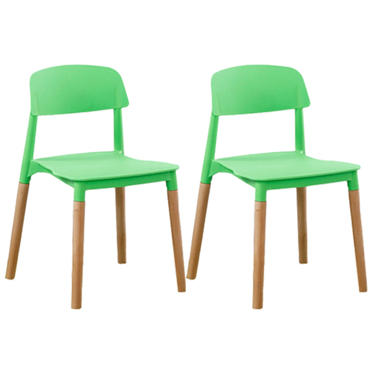 Home Plastic Armless Dining Chair Open Back Dining Side Chairs with Wood Legs Green 2 Piece Set Clearhalo ' kitchen&dining_furn' 'Dining Chairs' 'Dining Tables & Seating' 'dining_chair' 'furn' 'furn_dining_chair' 'Furniture' 'furniture_dining_chair' 'Kitchen & Dining Furniture' 'kitchen' 4207205