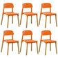Home Plastic Armless Dining Chair Open Back Dining Side Chairs with Wood Legs Orange 6 Piece Set Clearhalo ' kitchen&dining_furn' 'Dining Chairs' 'Dining Tables & Seating' 'dining_chair' 'furn' 'furn_dining_chair' 'Furniture' 'furniture_dining_chair' 'Kitchen & Dining Furniture' 'kitchen' 4207207
