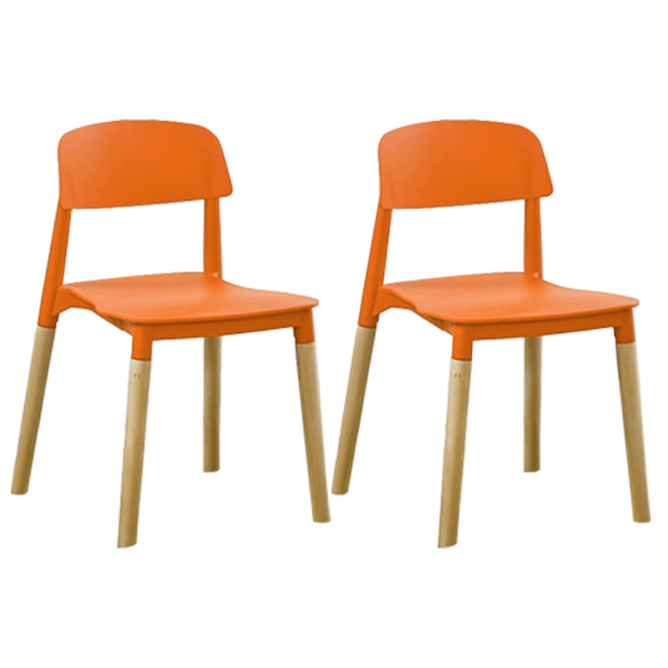 Home Plastic Armless Dining Chair Open Back Dining Side Chairs with Wood Legs Orange 2 Piece Set Clearhalo ' kitchen&dining_furn' 'Dining Chairs' 'Dining Tables & Seating' 'dining_chair' 'furn' 'furn_dining_chair' 'Furniture' 'furniture_dining_chair' 'Kitchen & Dining Furniture' 'kitchen' 4207208