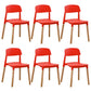 Home Plastic Armless Dining Chair Open Back Dining Side Chairs with Wood Legs Red 6 Piece Set Clearhalo ' kitchen&dining_furn' 'Dining Chairs' 'Dining Tables & Seating' 'dining_chair' 'furn' 'furn_dining_chair' 'Furniture' 'furniture_dining_chair' 'Kitchen & Dining Furniture' 'kitchen' 4207210