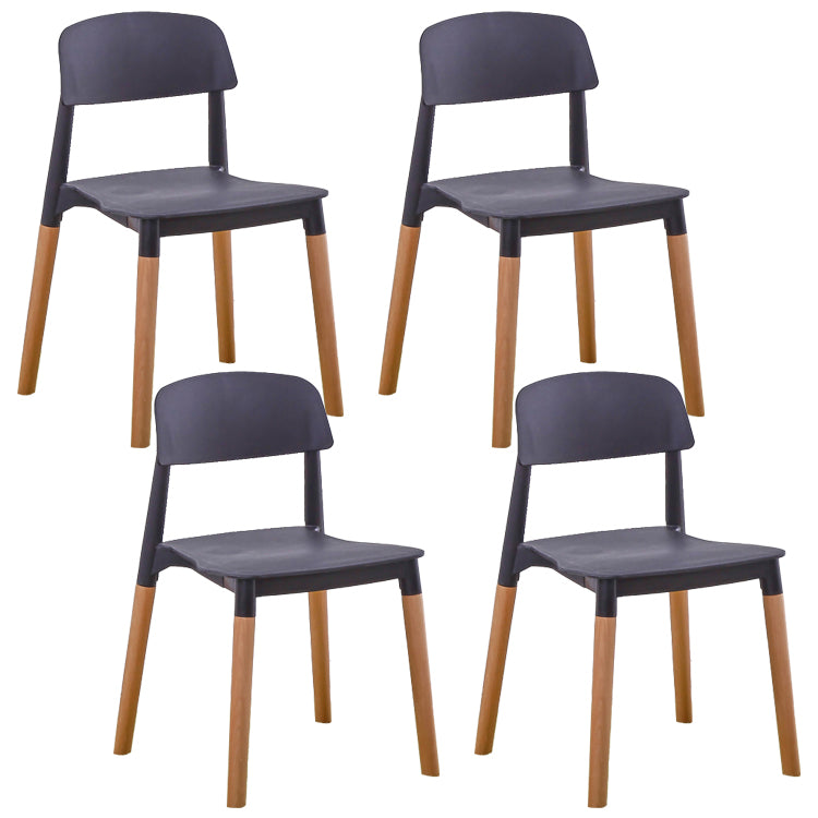 Home Plastic Armless Dining Chair Open Back Dining Side Chairs with Wood Legs Black 4 Piece Set Clearhalo ' kitchen&dining_furn' 'Dining Chairs' 'Dining Tables & Seating' 'dining_chair' 'furn' 'furn_dining_chair' 'Furniture' 'furniture_dining_chair' 'Kitchen & Dining Furniture' 'kitchen' 4207212