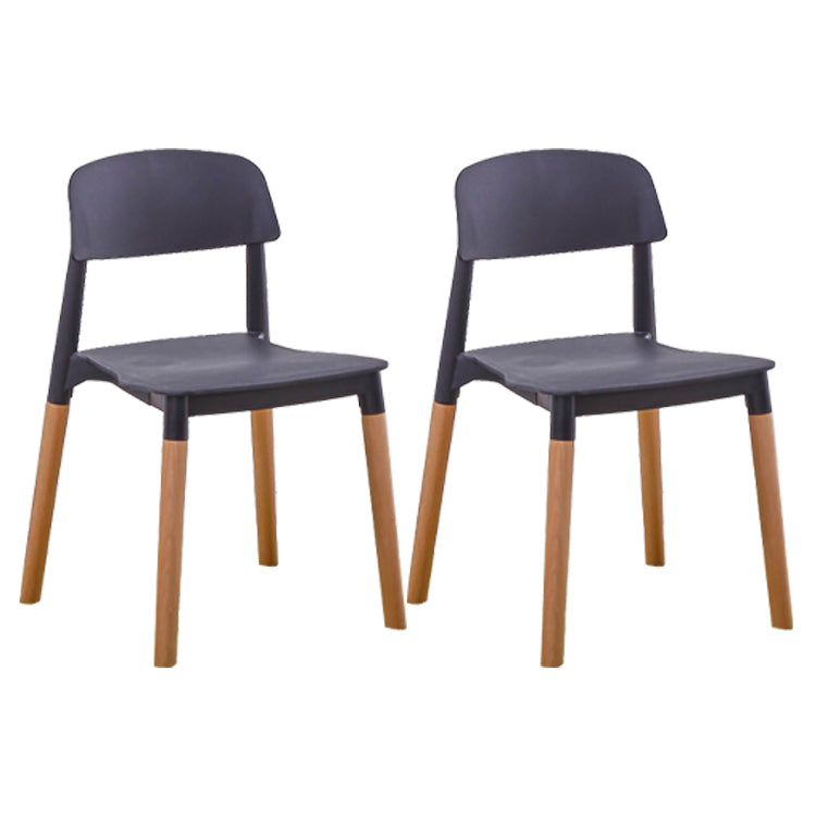 Home Plastic Armless Dining Chair Open Back Dining Side Chairs with Wood Legs Black 2 Piece Set Clearhalo ' kitchen&dining_furn' 'Dining Chairs' 'Dining Tables & Seating' 'dining_chair' 'furn' 'furn_dining_chair' 'Furniture' 'furniture_dining_chair' 'Kitchen & Dining Furniture' 'kitchen' 4207214