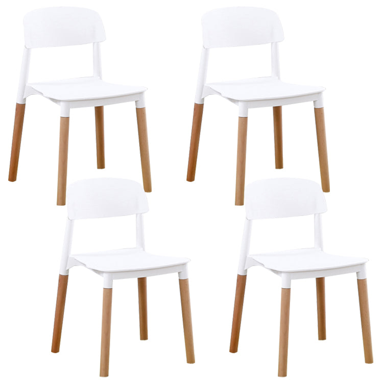 Home Plastic Armless Dining Chair Open Back Dining Side Chairs with Wood Legs White 4 Piece Set Clearhalo ' kitchen&dining_furn' 'Dining Chairs' 'Dining Tables & Seating' 'dining_chair' 'furn' 'furn_dining_chair' 'Furniture' 'furniture_dining_chair' 'Kitchen & Dining Furniture' 'kitchen' 4207215