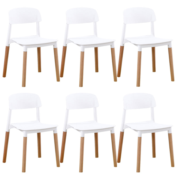 Home Plastic Armless Dining Chair Open Back Dining Side Chairs with Wood Legs White 6 Piece Set Clearhalo ' kitchen&dining_furn' 'Dining Chairs' 'Dining Tables & Seating' 'dining_chair' 'furn' 'furn_dining_chair' 'Furniture' 'furniture_dining_chair' 'Kitchen & Dining Furniture' 'kitchen' 4207216