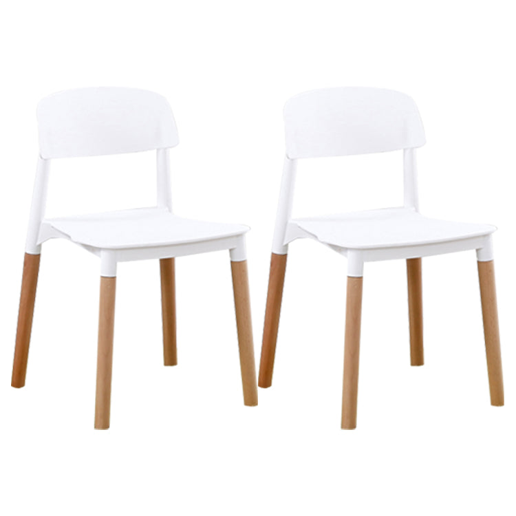 Home Plastic Armless Dining Chair Open Back Dining Side Chairs with Wood Legs White 2 Piece Set Clearhalo ' kitchen&dining_furn' 'Dining Chairs' 'Dining Tables & Seating' 'dining_chair' 'furn' 'furn_dining_chair' 'Furniture' 'furniture_dining_chair' 'Kitchen & Dining Furniture' 'kitchen' 4207217