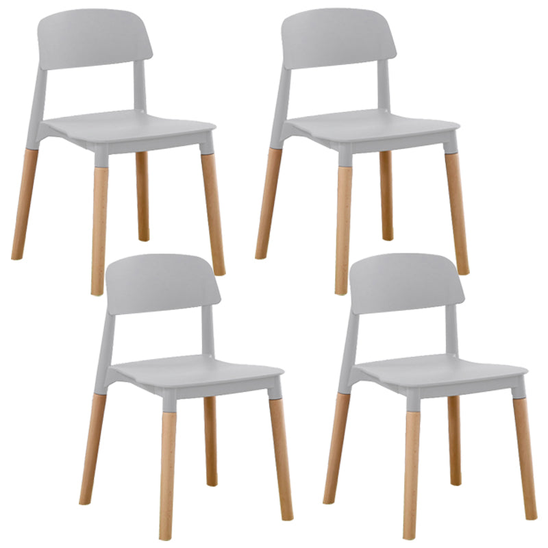 Home Plastic Armless Dining Chair Open Back Dining Side Chairs with Wood Legs Light Gray 4 Piece Set Clearhalo ' kitchen&dining_furn' 'Dining Chairs' 'Dining Tables & Seating' 'dining_chair' 'furn' 'furn_dining_chair' 'Furniture' 'furniture_dining_chair' 'Kitchen & Dining Furniture' 'kitchen' 4207218