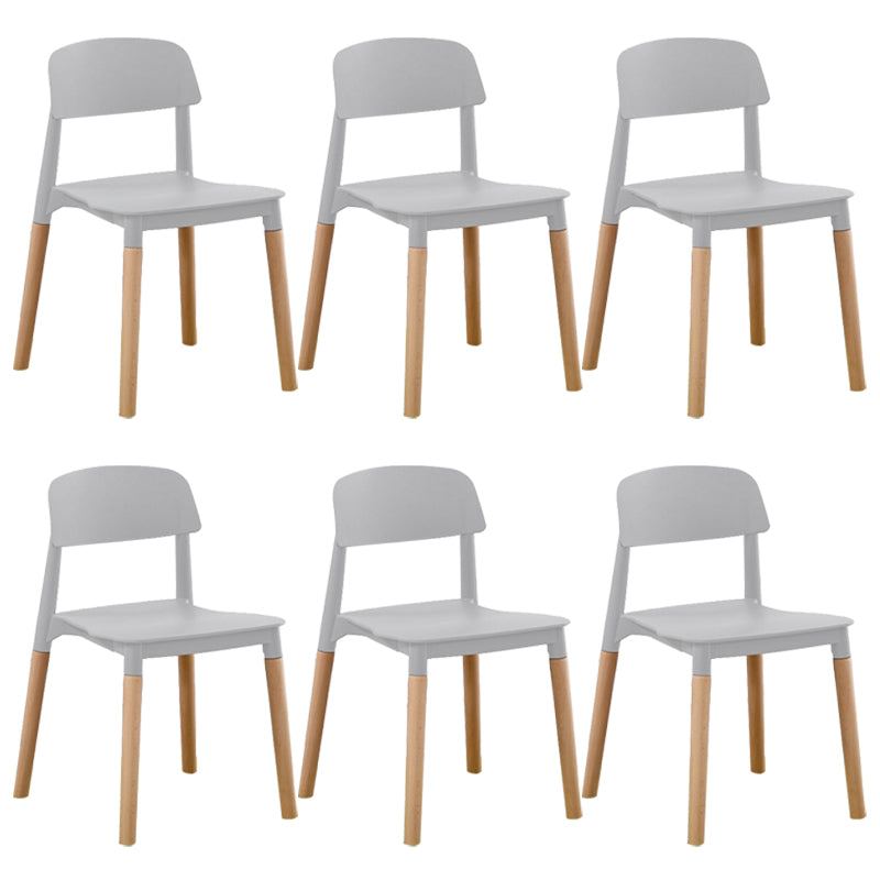 Home Plastic Armless Dining Chair Open Back Dining Side Chairs with Wood Legs Light Gray 6 Piece Set Clearhalo ' kitchen&dining_furn' 'Dining Chairs' 'Dining Tables & Seating' 'dining_chair' 'furn' 'furn_dining_chair' 'Furniture' 'furniture_dining_chair' 'Kitchen & Dining Furniture' 'kitchen' 4207219