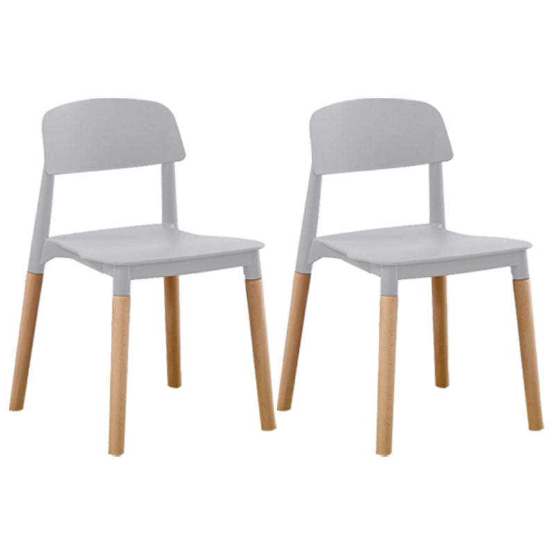 Home Plastic Armless Dining Chair Open Back Dining Side Chairs with Wood Legs Light Gray 2 Piece Set Clearhalo ' kitchen&dining_furn' 'Dining Chairs' 'Dining Tables & Seating' 'dining_chair' 'furn' 'furn_dining_chair' 'Furniture' 'furniture_dining_chair' 'Kitchen & Dining Furniture' 'kitchen' 4207220