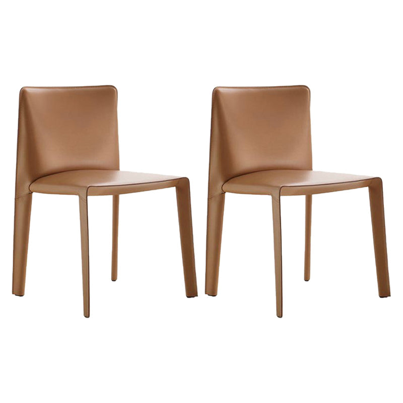 Home Modern Style Side Chair Solid Back Metal Upholstered Dining Room Chair Brown 2 Piece Set Clearhalo ' kitchen&dining_furn' 'Dining Chairs' 'Dining Tables & Seating' 'dining_chair' 'furn' 'furn_dining_chair' 'Furniture' 'furniture_dining_chair' 'Kitchen & Dining Furniture' 'kitchen' 4207237