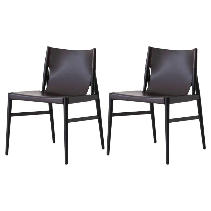 Leather Armless Dining Chairs Home Upholstered Side Chairs with Wood Legs Black 2 Piece Set Clearhalo ' kitchen&dining_furn' 'Dining Chairs' 'Dining Tables & Seating' 'dining_chair' 'furn' 'furn_dining_chair' 'Furniture' 'furniture_dining_chair' 'Kitchen & Dining Furniture' 'kitchen' 4207248