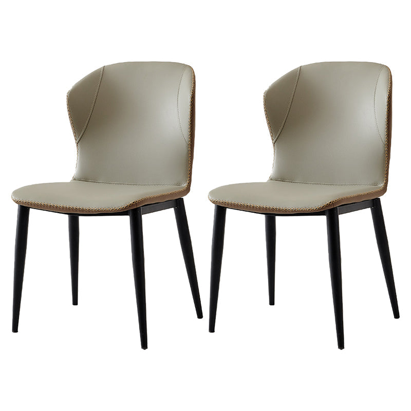 Industrial Home Side Chair Wingback Metal Upholstered Dining Room Chair Grey 2 Piece Set Clearhalo ' kitchen&dining_furn' 'Dining Chairs' 'Dining Tables & Seating' 'dining_chair' 'furn' 'furn_dining_chair' 'Furniture' 'furniture_dining_chair' 'Kitchen & Dining Furniture' 'kitchen' 4207260